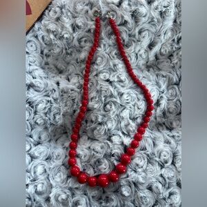 Vintage Red 9” Faux Pearl style necklaces